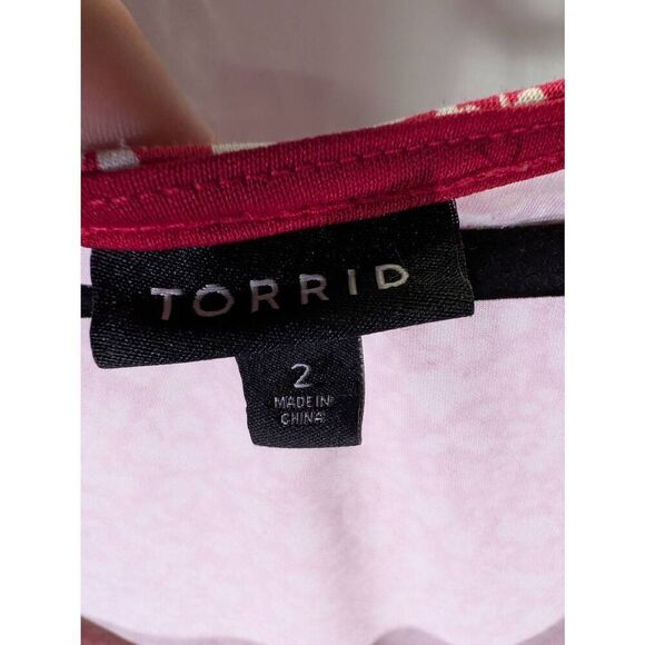 Torrid  Fuchsia Pink Floral Print Short Sleeves Scuba Knit Midi Dress Women's 2X - Picture 4 of 5